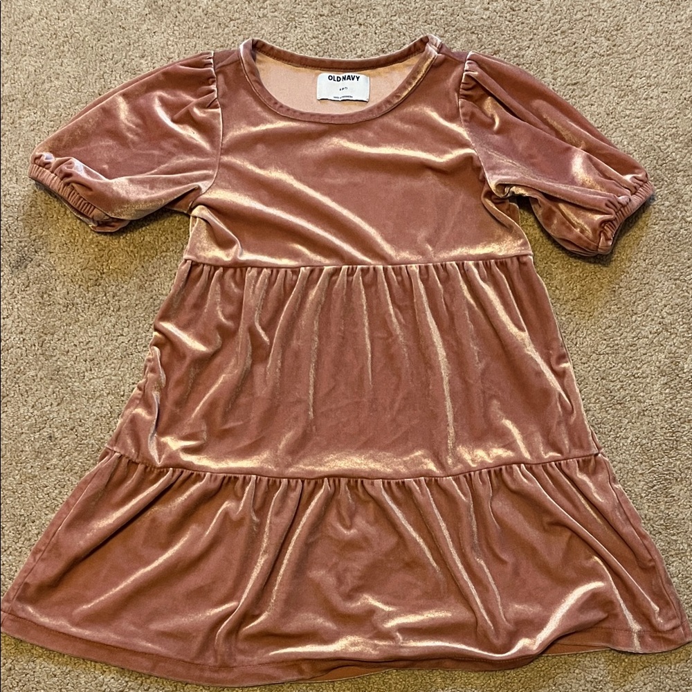 Old Navy Kids Velvet Dress - Soft Pink 6/7 S *slight imperfection see notes